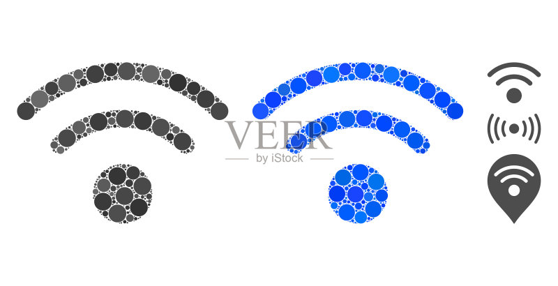 Wi-Fi马赛克图标圆形点图标素材