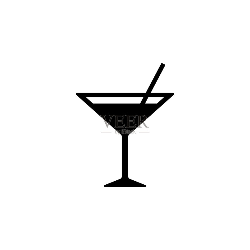 鸡尾酒图标,logo,白色背景上隔离图标素材