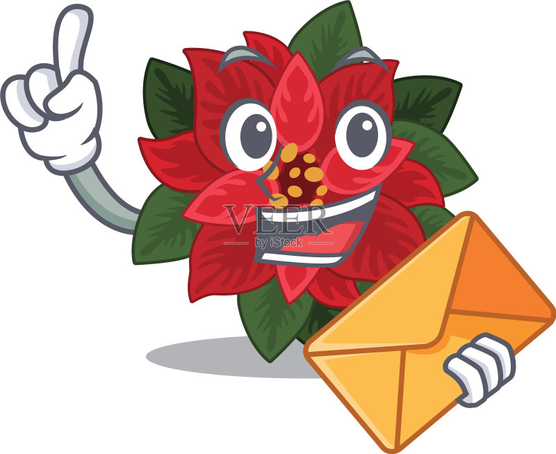 一品红花朵吉祥物卡通风格图标素材