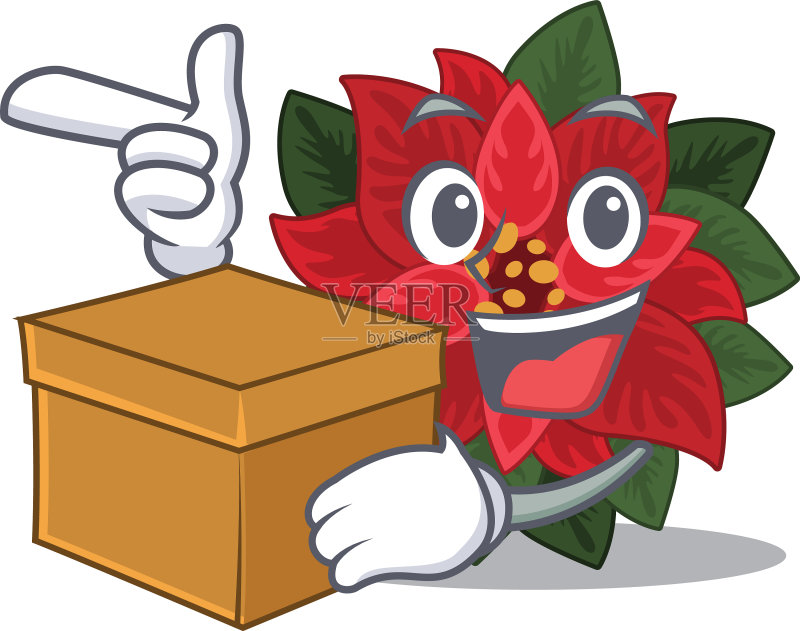 超级滑稽的圣诞红卡通花朵图标素材