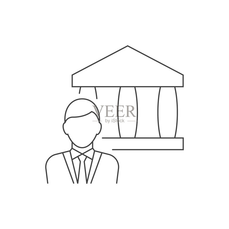 白色背景上的信用经理线条图标图标素材