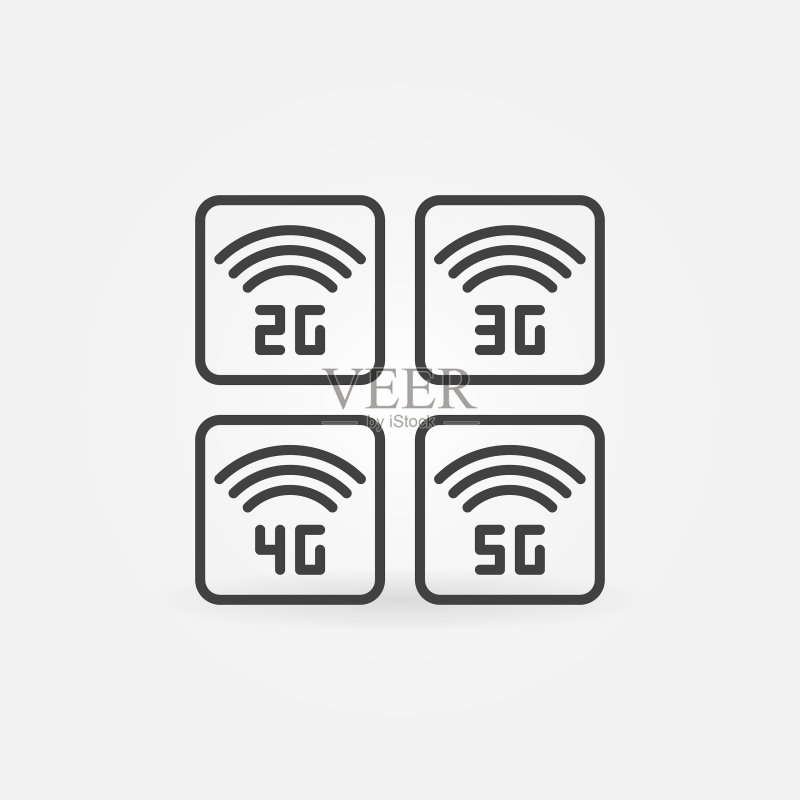 手机网络技术2G 3G 4G 5G图标素材