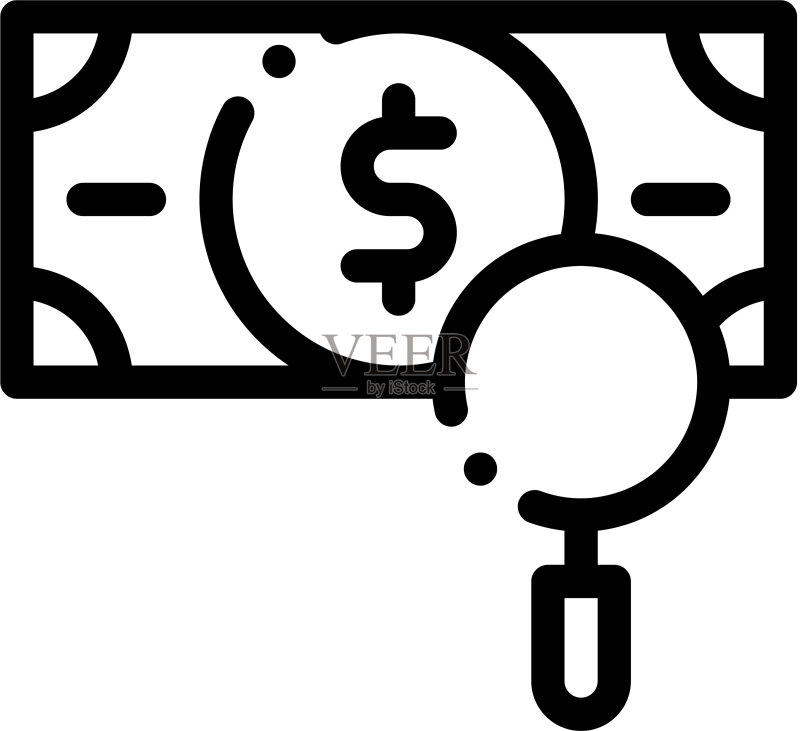 货币差异搜索轮廓图标图标素材