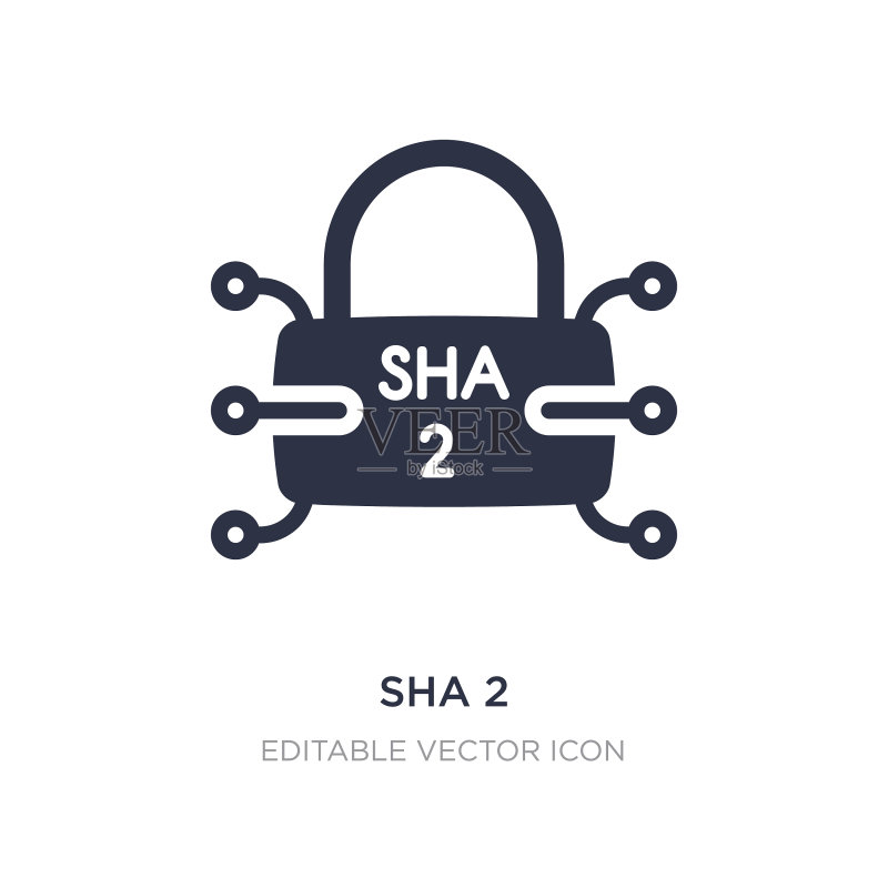 白色背景上的SHA2图标图标素材