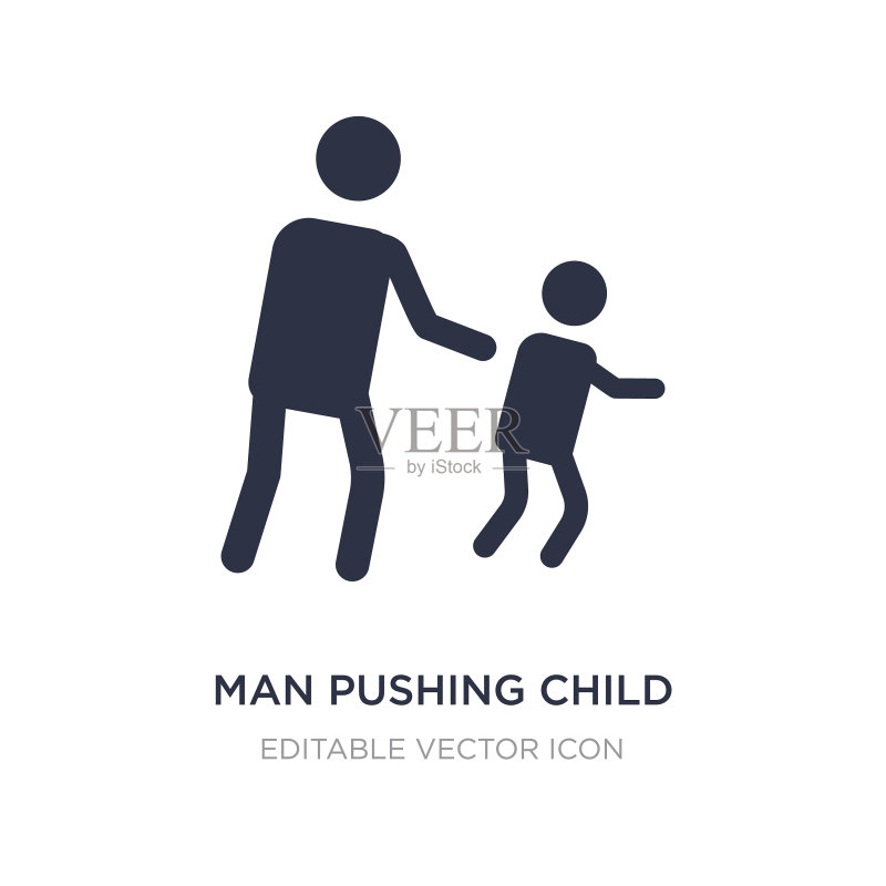 在白色背景上推着孩子的男人图标图标素材