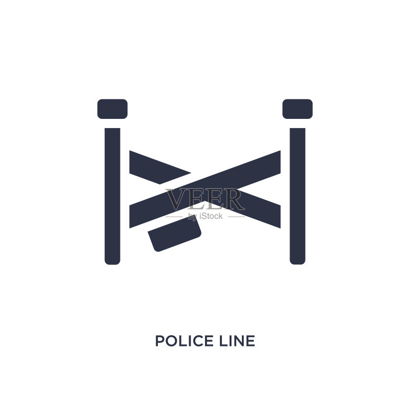 白色背景上的警察线条图标图标素材