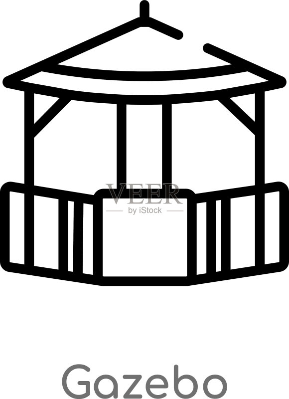 凉亭轮廓图标黑色简约线条图标素材