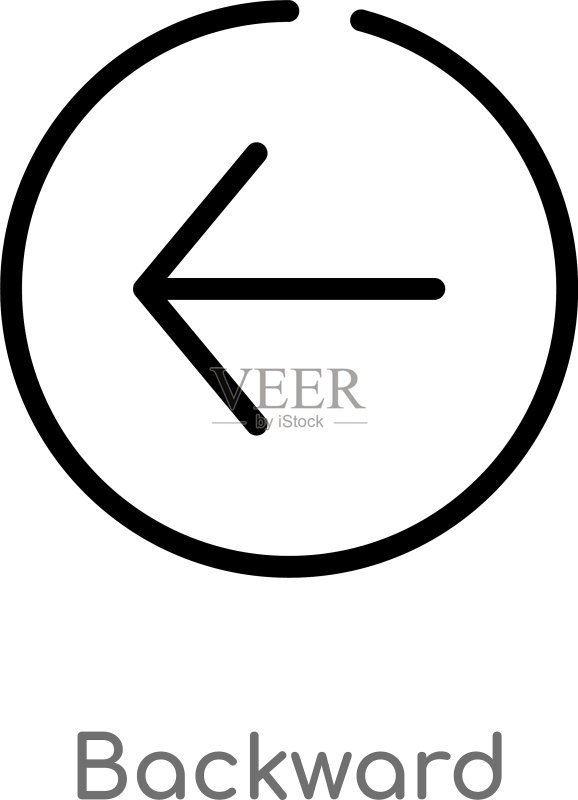 黑色简约线条后退轮廓图标图标素材