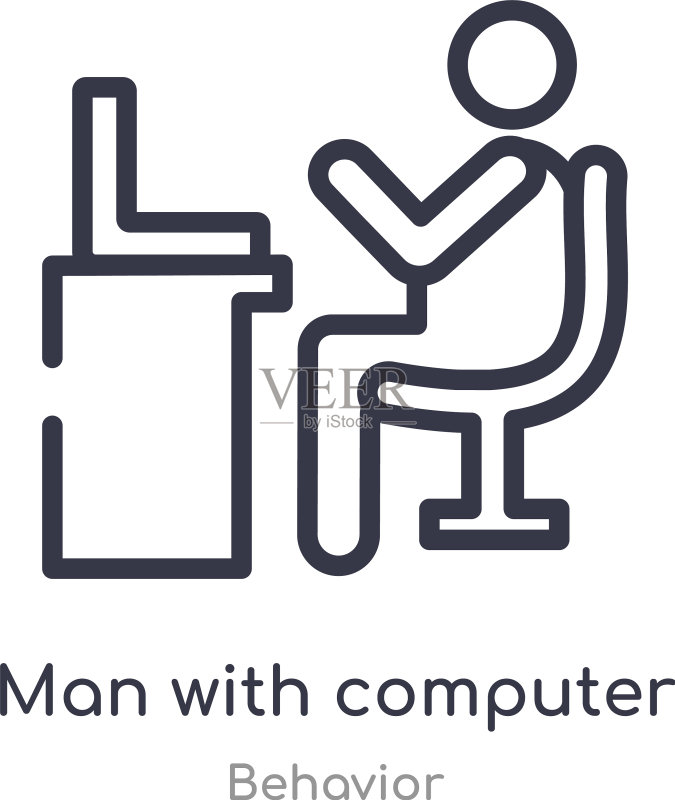 电脑屏幕轮廓图标男人图标素材