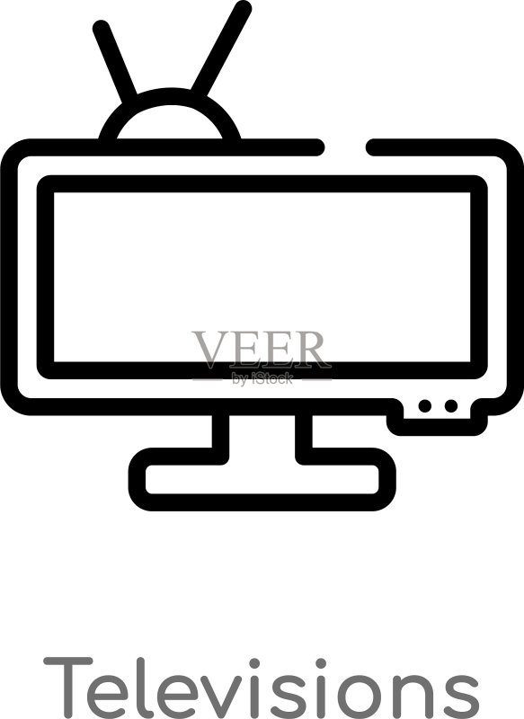 黑色简约电视轮廓图标图标素材