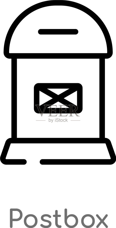 黑色简约线条的轮廓邮箱图标图标素材