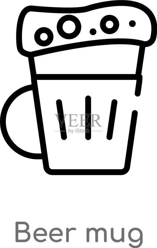 黑色简约描边啤酒杯图标图标素材