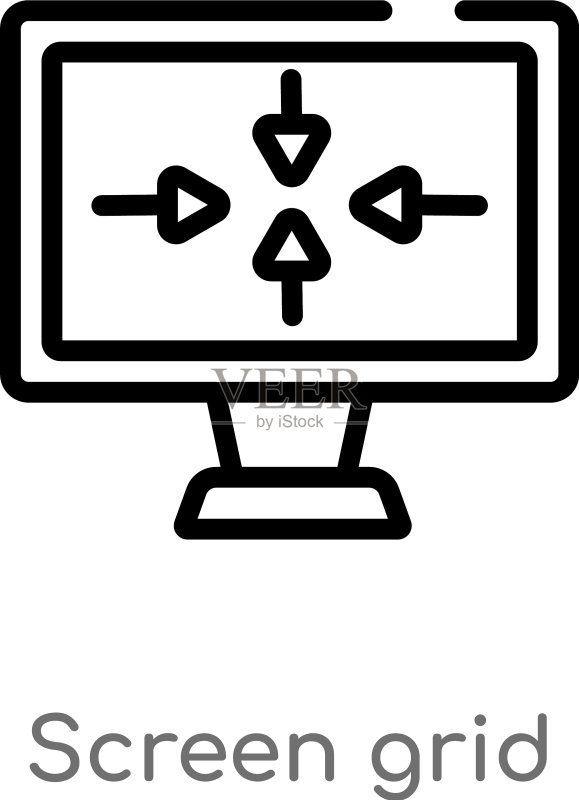黑色简约屏幕网格轮廓图标图标素材