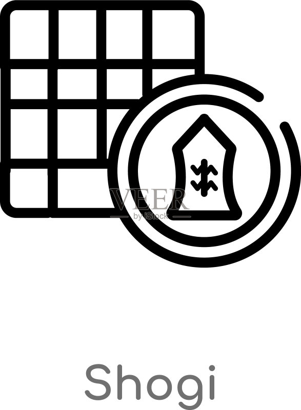 黑色简约线条将棋轮廓图标图标素材