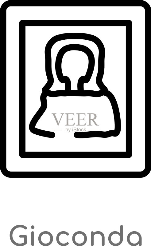 黑色背景上的蒙娜丽莎轮廓图标图标素材