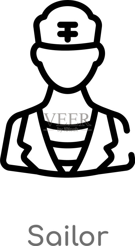 水手轮廓图标黑色简约线条图标素材