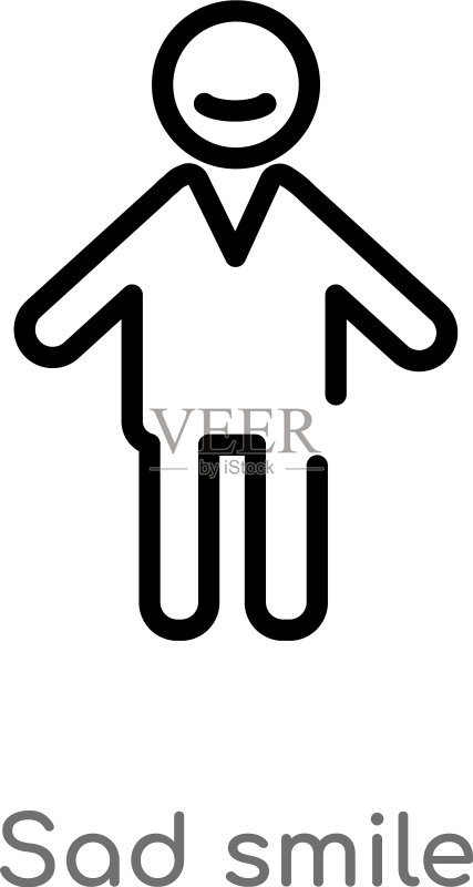 描边悲伤表情图标,黑色简约线条图标素材