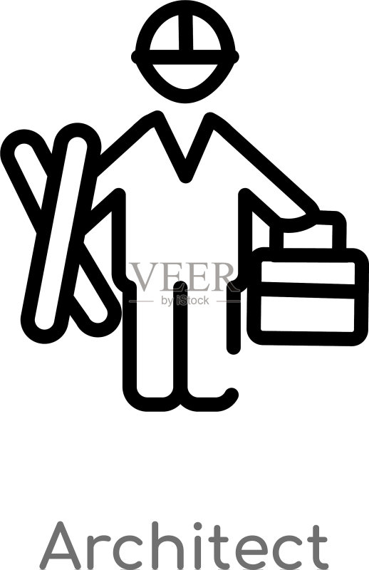 建筑师图标黑色简约线条轮廓图标素材