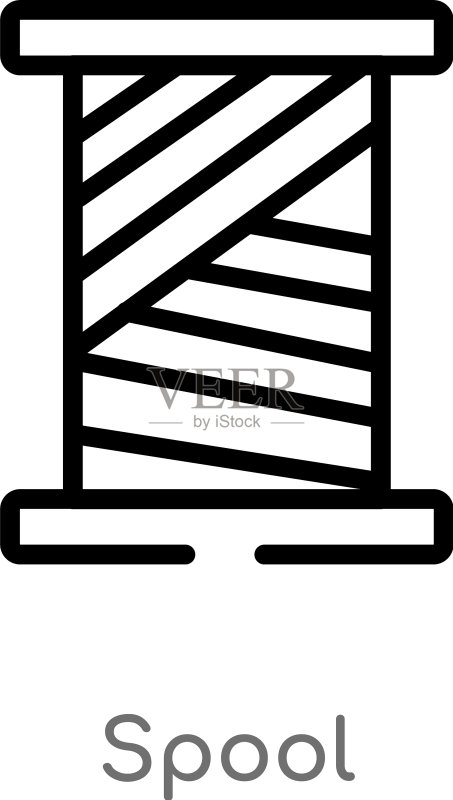 黑色简约线轴轮廓图标图标素材
