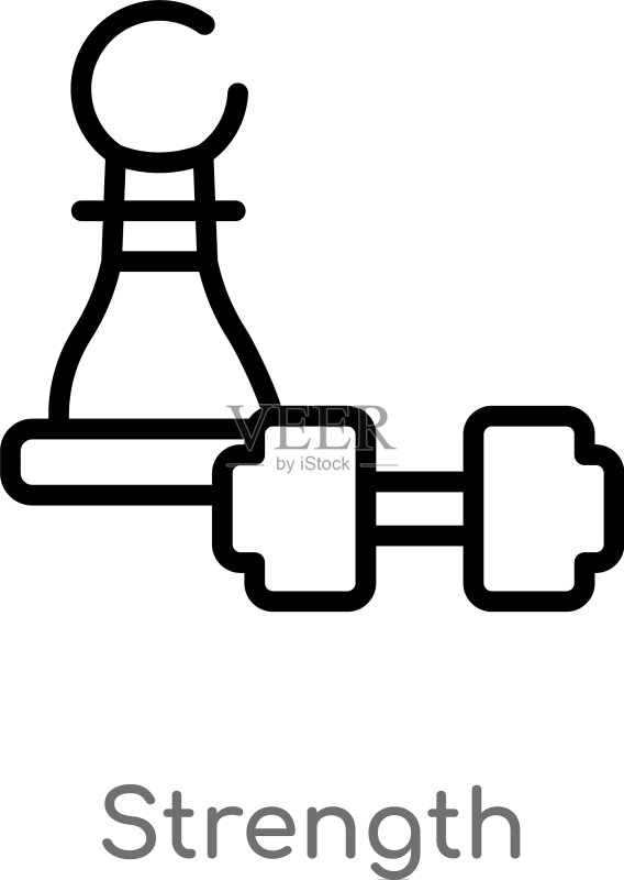 轮廓力量图标:黑色简约线条图标素材