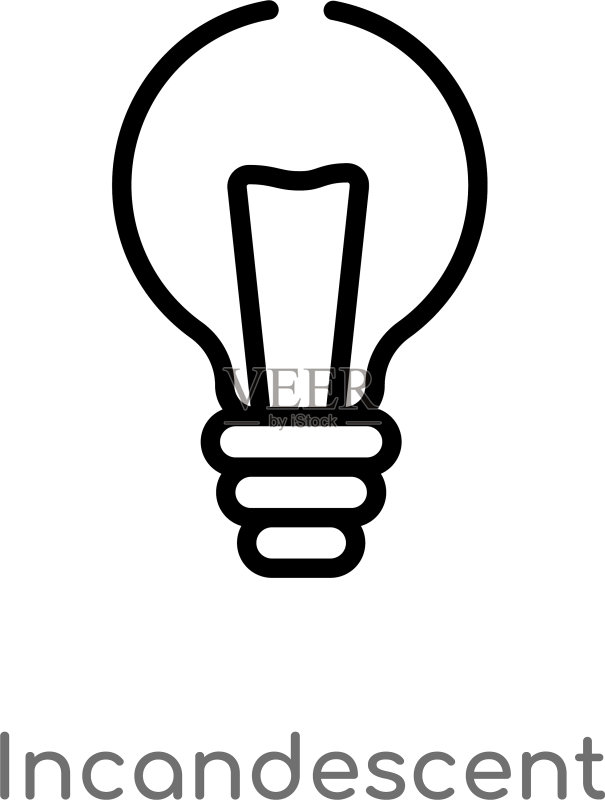 白炽灯轮廓图标黑色简约图案图标素材