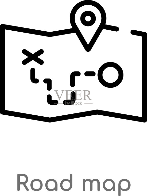 黑色简约路线图轮廓图标图标素材