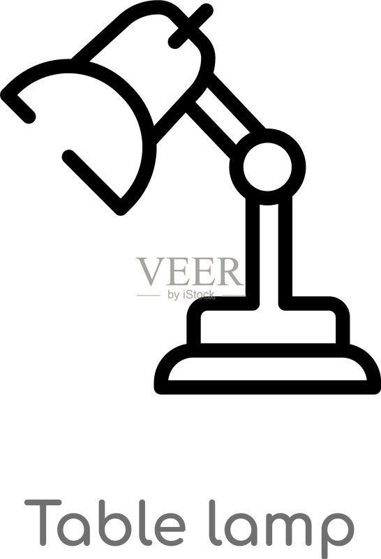 黑色简约线条台灯轮廓图标图标素材