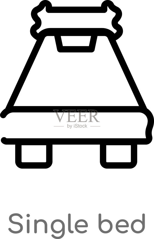 黑色单人床简易轮廓图标图标素材