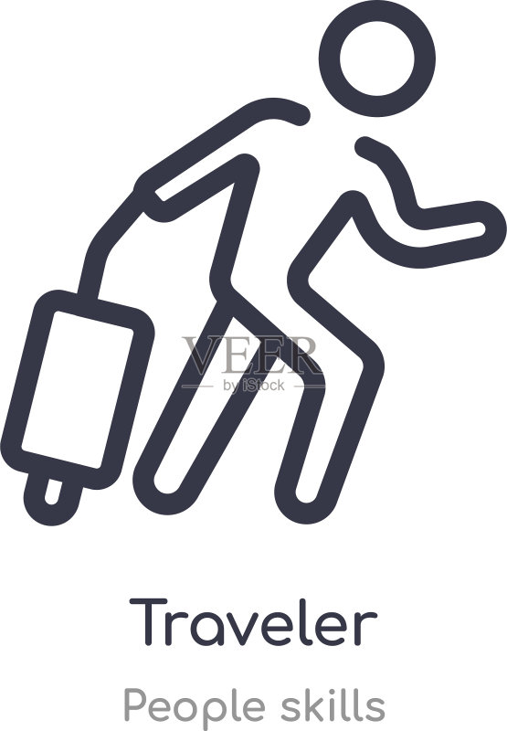 旅行者轮廓图标,人物线条图标素材