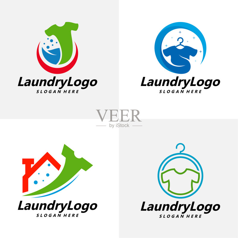 洗衣店Logo设计模板清洁图标素材