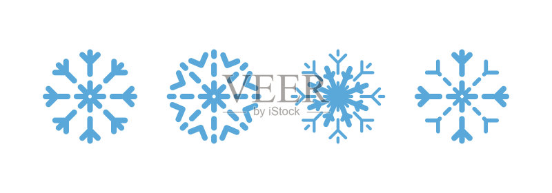 白色背景上孤立的蓝色雪花图标素材