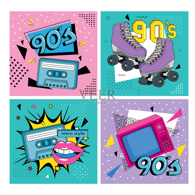 90年代复古风格海报图标合集图标素材