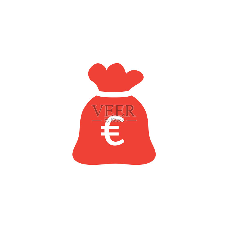 白色背景上的红色扁平金钱袋图标图标素材