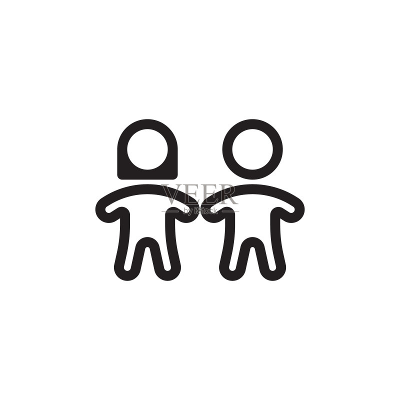 扁平线条儿童图标Logo元素图标素材