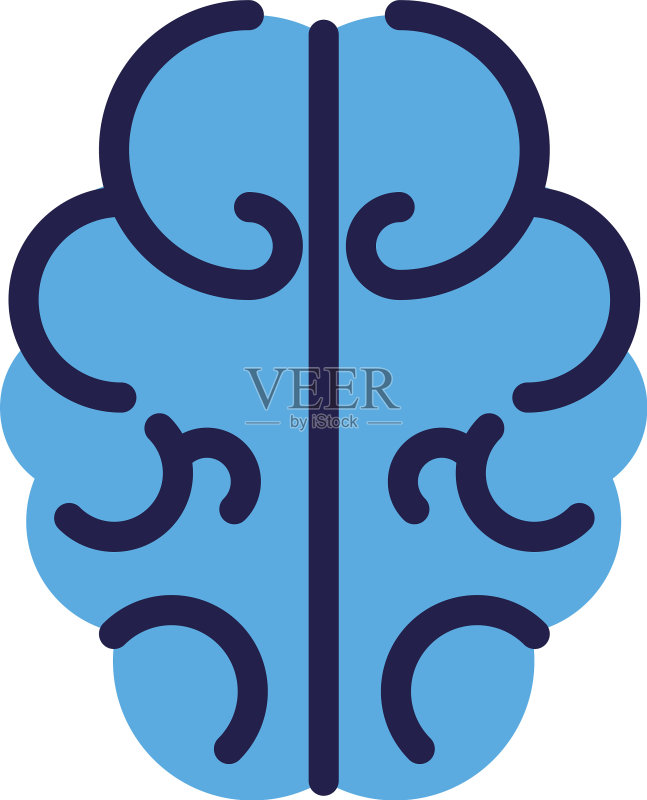 白色背景上的人脑轮廓图标图标素材