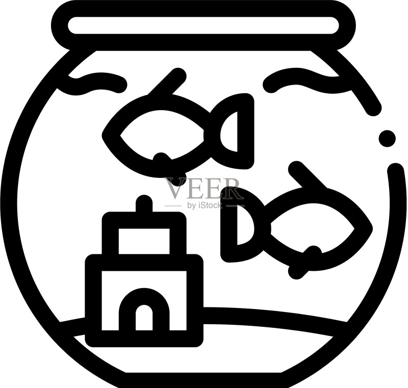 水族馆图标轮廓图标素材
