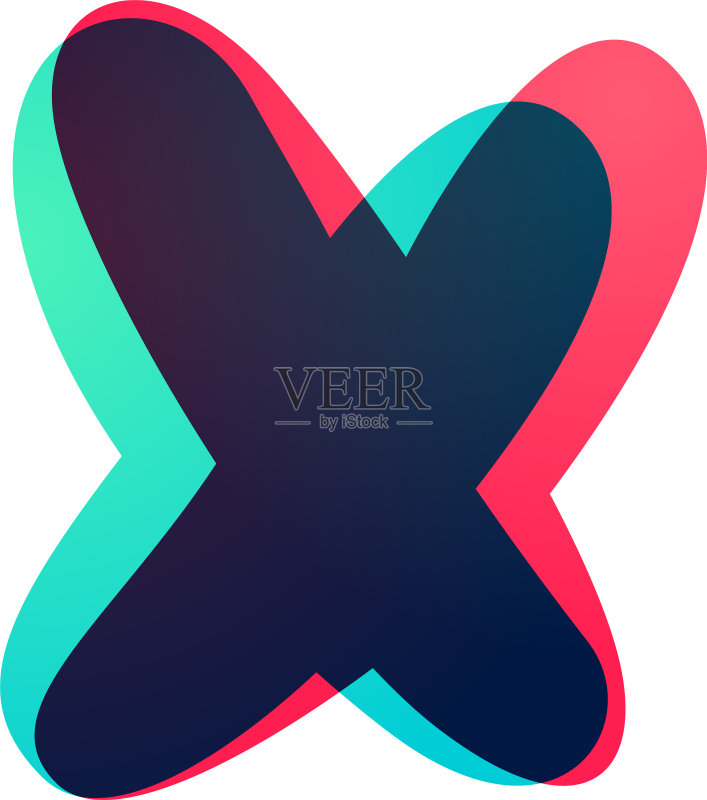 重叠的渐变字母X标志图标素材