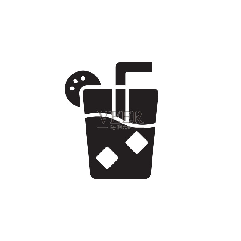 扁平黑色字形果汁图标Logo元素图标素材
