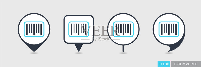 条形码地图图钉图标图标素材