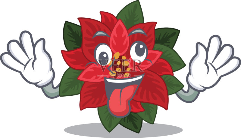 手持礼物的花卉圣诞红吉祥物图标素材