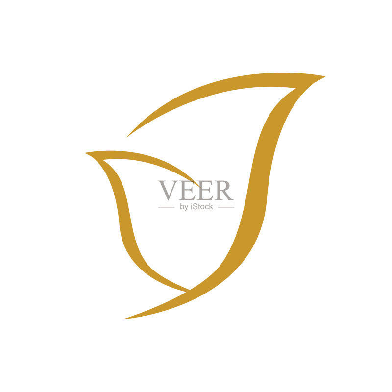 简约金色叶子单色美妆Logo图标素材