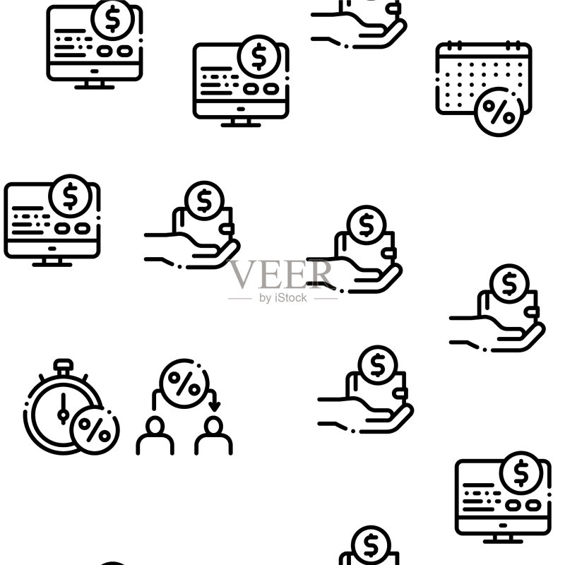 发薪日贷款无缝图案图标素材