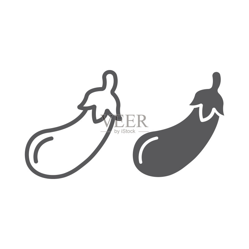 茄子线性字形图标图标素材