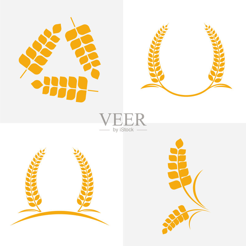 奢华农业小麦Logo模板套装图标素材