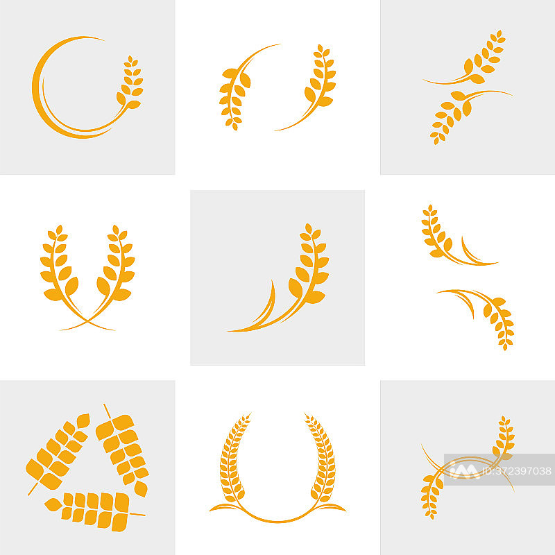 奢华农业小麦Logo模板套装图标素材