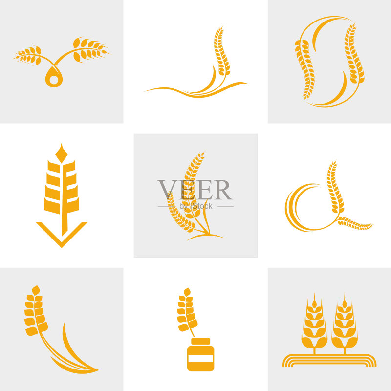 奢华农业小麦Logo模板套装图标素材