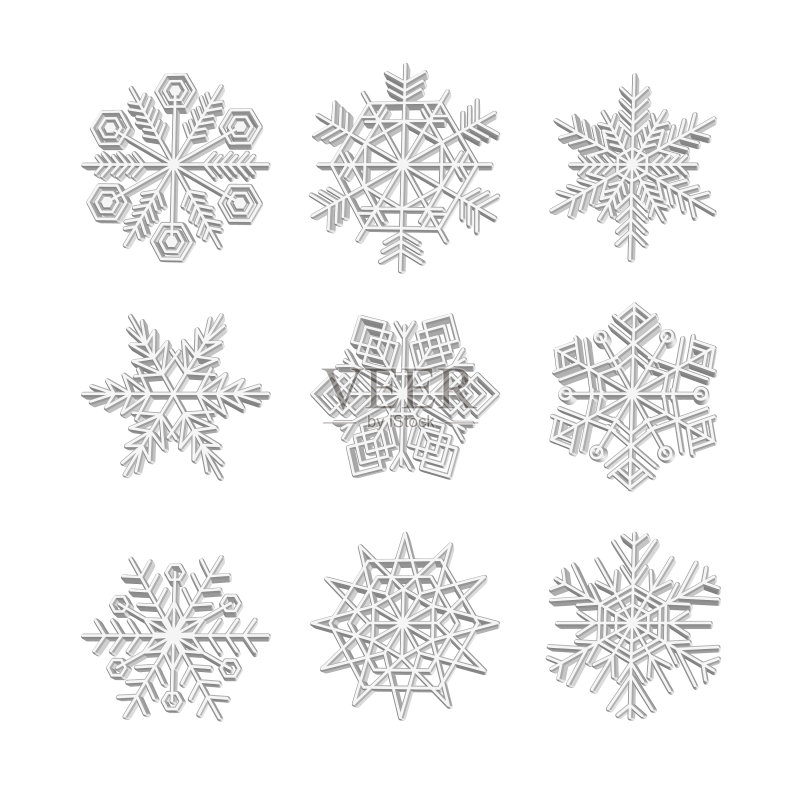 3D雪花图标合集:雪、圣诞、冬季图标素材
