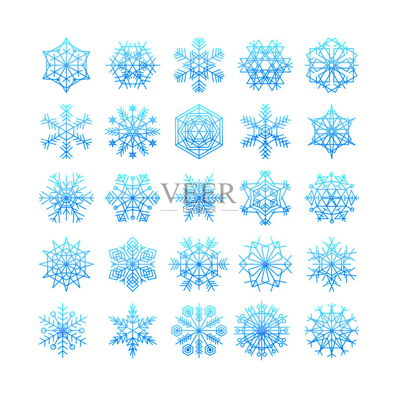 蓝色雪花冬季图标合集图标素材