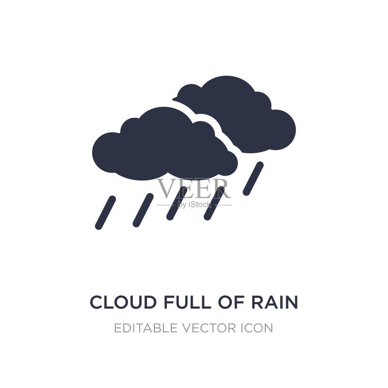 白色背景上的多雨云朵图标图标素材