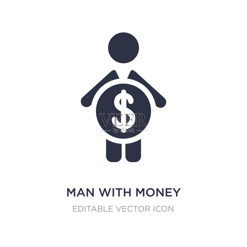 白色背景上的金钱男子图标图标素材